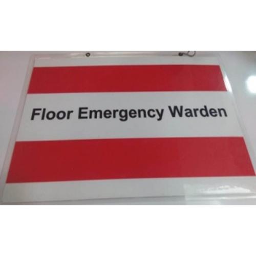 Floor Emergency Warden Colour Laminated Acrylic Board With Hanging Steel Chain 12x9 Inch