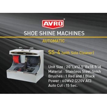 Avro Shoe Shine Machine SS-4 Automatic With Sole Cleaner Stainless 60Wx2 (220V AC) Auto Cut 15 Sec L20xB12.5xH18.5 Inch
