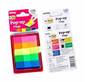 Oddy Re-Stick 5 Colors Pop Up Flags, 12.7x44.3mm, 125 Flags