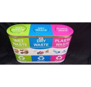 ZIH Trio Dustbin With Inner Bucket SS202 70 Ltr 16x49x36 Inch