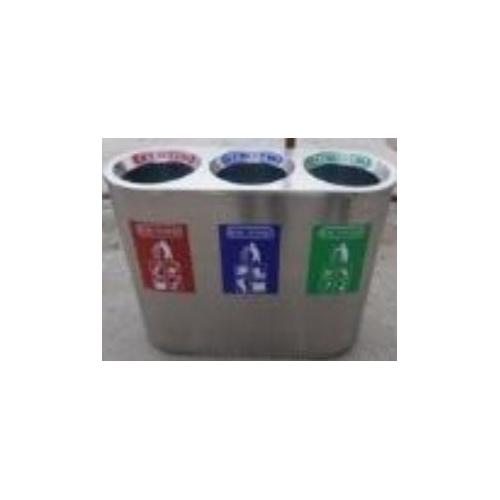 ZIH Trio Dustbin With SS Inner Bucket SS202 60 Ltr Each 16x40x36 Inch