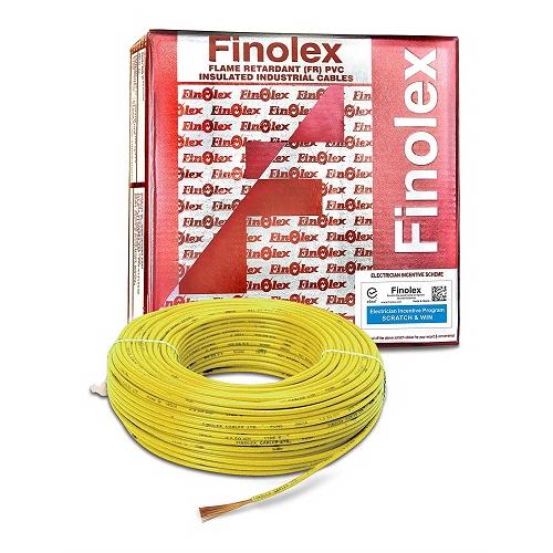 Finolex 1.5 Sqmm 1 Core FR PVC Insulated Unsheathed Flexible Cable, 90 Mtr (Yellow)