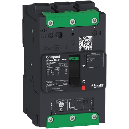 Schneider MCCB With (TMD) and EverLink TM Connectors Compact NSXm 160A 3 Pole 70kA, LV426509