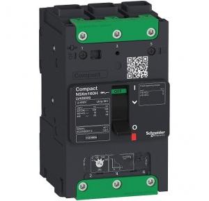 Schneider MCCB With (TMD) and EverLink TM Connectors Compact NSXm 100A 3 Pole 70kA, LV426507