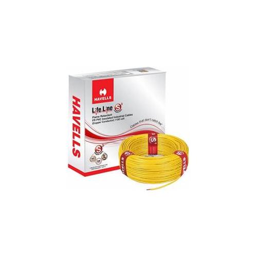 Havells 0.75 Sqmm 1 Core Life Line S3 FR PVC Insulated Industrial Cable, 90 mtr (Yellow)