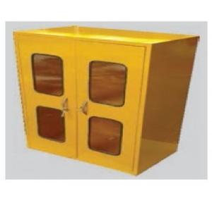 Metal Cabinet With Lock & Key, Double Door With Full Front Glass 600x600x450 mm (Bright Golden yellow)