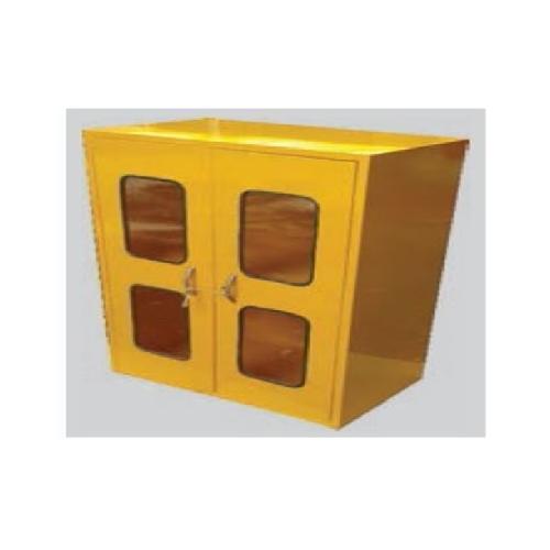 Metal Cabinet With Lock & Key, Double Door With Full Front Glass 600x600x450 mm (Bright Golden yellow)