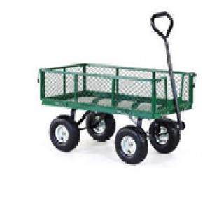 Garden Trolley Steel With Powder Coating Heavy Duty Pneumatic Wheels, 4x2 Ft (Green)