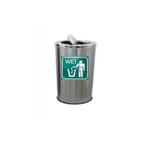 ZIH Swing Type SS Dustbin 202, 14x28 Inch With Wet Signage A4  Sticker