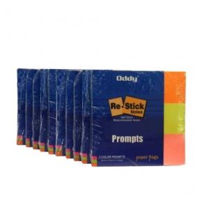 Oddy Re-Stick Paper Notes RSN-PR3(150) 1x3inch Prompts in 3 Colors (Pack of 150 Sheets)