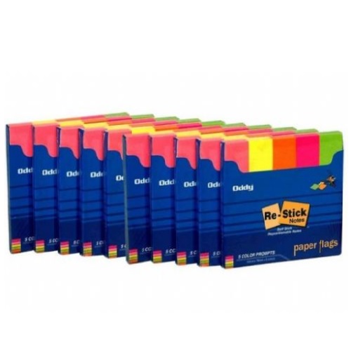 Oddy Re-Stick Paper Notes Paper Flags RSN-PR5 15x75mm Prompt in 5 Colors (Pack of 200 Sheets)