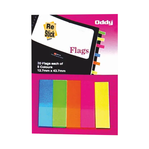 Oddy Re-Stick Notes RS-Flags Polyster 5 Colour 12.7 x 44.3 mm 125 pcs