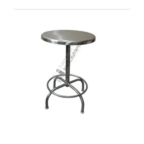 Stool Round SS Without Height Adjustment and Revolving, Dia: 13Inch, Height: 18Inch