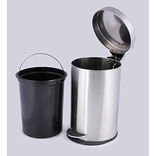 Silverware Dustbin Plain Pedal With Plastic Bucket SS202 5 Ltr 20x20x30 cm