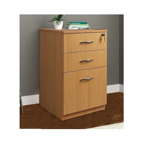 Pedestal Drawer 18mm Particle Board With Single Lock, 18Wx18Dx26H Inch (Bleach)