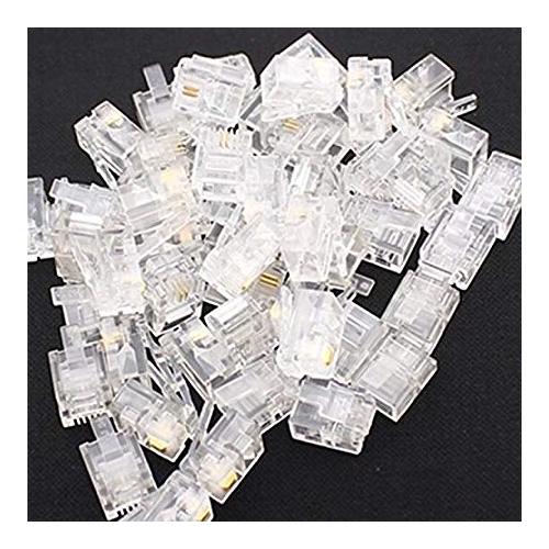 RJ11 Connector Modular Phone Cable Plug (Pack of 50 Pcs)
