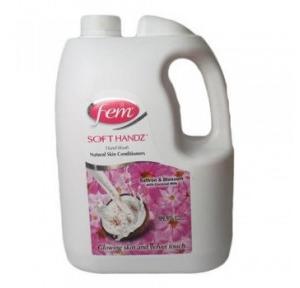 Fem Soft Handz Hand Wash Liquid, 1 Ltr (Saffron & Blossom with Coconut Milk)