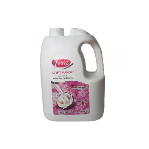 Fem Soft Handz Hand Wash Liquid, 1 Ltr (Saffron & Blossom with Coconut Milk)