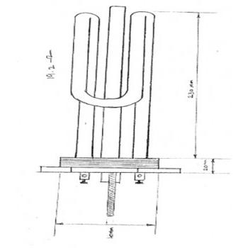 Bain Marie Water Heater Element 3kW 1 Phase 230V, Length: 225mm, Hexogonal Head: 55mm