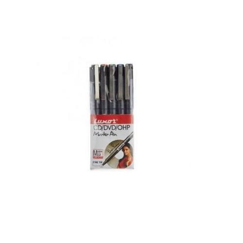 Luxor CD/DVD/OHP Marker Pen Set Black (Pack of 5 Pcs) Black