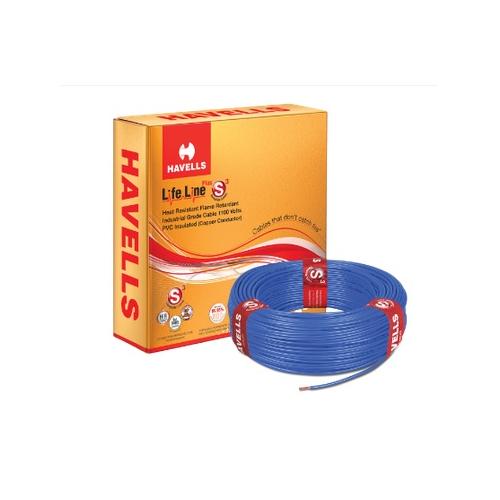 Havells 2.5 Sqmm 1 Core Life Line S3 FR PVC Insulated Industrial Cable, 90 mtr (Blue)