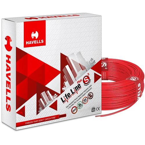 Havells 0.75 Sqmm 1 Core Life Line S3 FR PVC Insulated Industrial Cable, 90 mtr (Red)