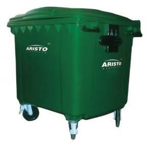 Aristo Wheels Waste Bin Green Plastic 1100 Ltr 1360 (L) x 1060 (B) x 1370 (H) mm Approx