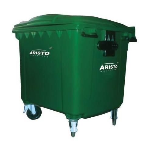 Aristo Wheels Waste Bin Green Plastic 1100 Ltr 1360 (L) x 1060 (B) x 1370 (H) mm Approx