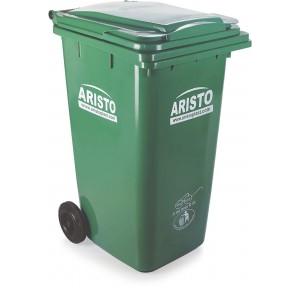 Aristo Dustbin With Wheels Green Plastic 240 Ltr