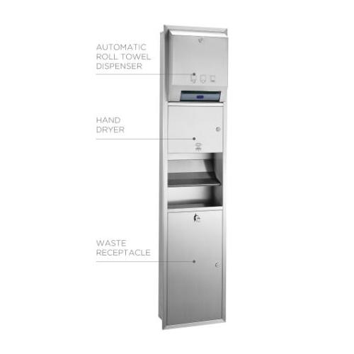 Euronic 3 In 1 Automatic Paper Dispenser+High Speed Hand Dryer+Waste Receptacle, Kinox-Kmr3A