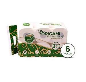 Origami Luxuria Compact Toilet Roll 6 in 1-250 Pullsx3 Ply