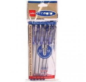 Cello Finegrip Ball Point Pen 0.7mm Blue (Pack of 5 Pcs)