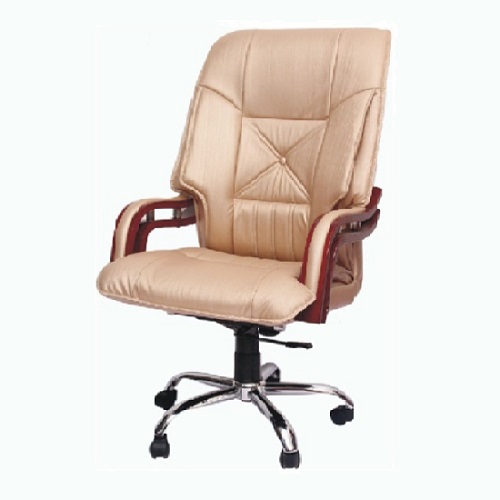 337 HB Beige Executive Chair With Wooden Handle