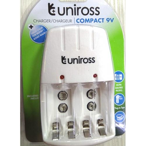 Uniross Compact 9V Charger for AA, AAA & 9V Batterries