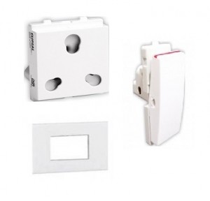 Schneider Opale 3M Grid & 3M Cover Plate (X0733WH), 16A 1 Way Switch (X1101WH) & 6A/16A 3-Pin Socket Outlet with Shutter (X2106WH)