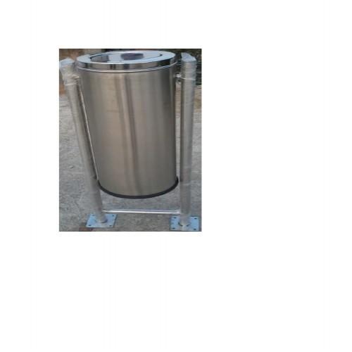 Pole Mounted SS Dustbin 15x24 Inch, 84 Ltr