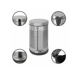Perforated Pedal Dustbin Dlx With Plastic Lid Size 10X15 Inch SS202 12 Ltr