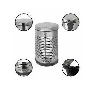 Perforated Pedal Dustbin Dlx With Plastic Lid SS202 12 Ltr 10X15 Inch