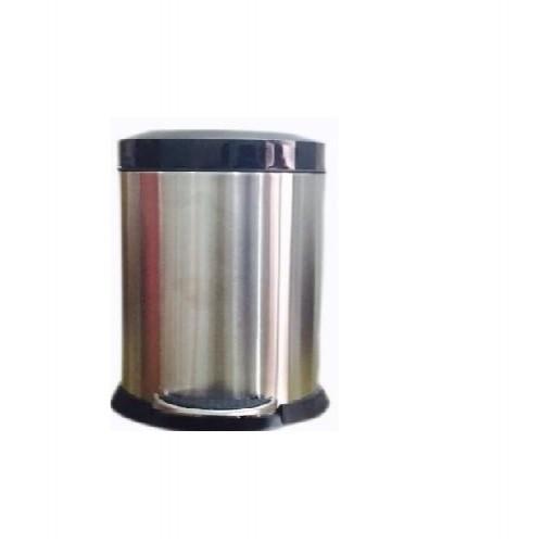 Plain Pedal Dustbin Dlx With Plastic Lid SS202 7 Ltr 7x12 Inch