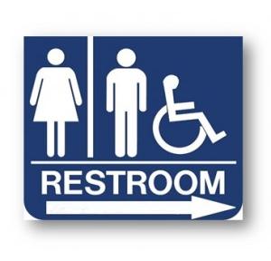 Restroom Signage Radium Board On Acrylic Sheet with Chain Links, 9x9 Inch