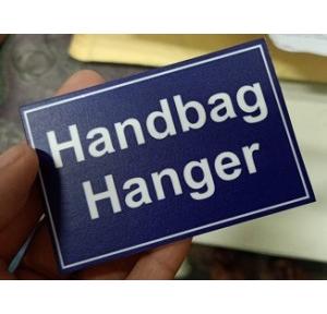 Hand Bag Hanger Sunboard Signage 4Lx3W Inch, Thickness: 3mm (Blue Background, Massage on white)