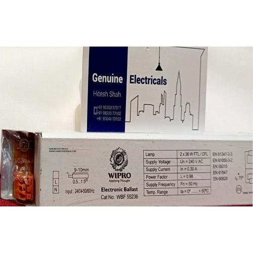 Wipro Electronic Ballast WBF 55236 2x36W For Tubelight 240v Metal Body