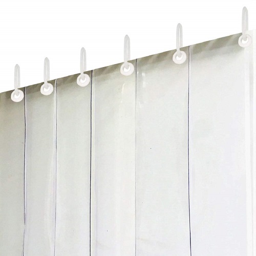 Kuber Industries Transparent 6 Strips AC Curtain PVC 7 Ft 2mm, CTLTC011281 With 2 Brackets, 1 Inch SS Pipe approx 3 1/2 Ft