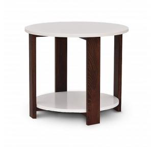 Modern Round Side MDF End Table with Storage Shelf, 51Lx45Wx10H Cm