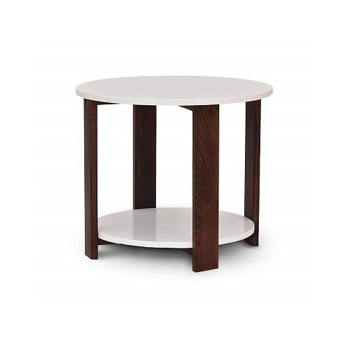 Modern Round Side MDF End Table with Storage Shelf, 51Lx45Wx10H Cm