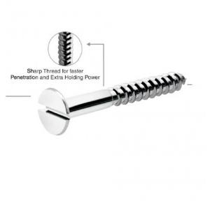 CSK Slotted Head Self Tapping Wood Screws, 25x4 Inch (Pack of 100 Pcs)