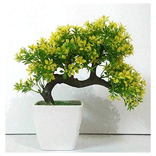 Hyperboles Bonsai Wild Plant Artificial Plant with Pot (Yellow)