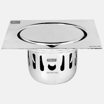Chilly Lifestyl Square Cockroach Trap AISI 304(18/8) Stainless Steel Size 140 X 140 MM Glossy Finish Silver CCTL-S-140