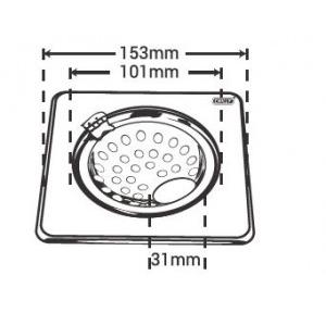 Chilly SS Sanitroking Square Gypsy with Hinge Matt Finish Drain Jali 4-5 Inch, SK-SGH-153