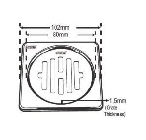 Chilly SS Sanitroking Square Golden Classic Gloss Finish Drain Jali 3 Inch, SK-SGC-102